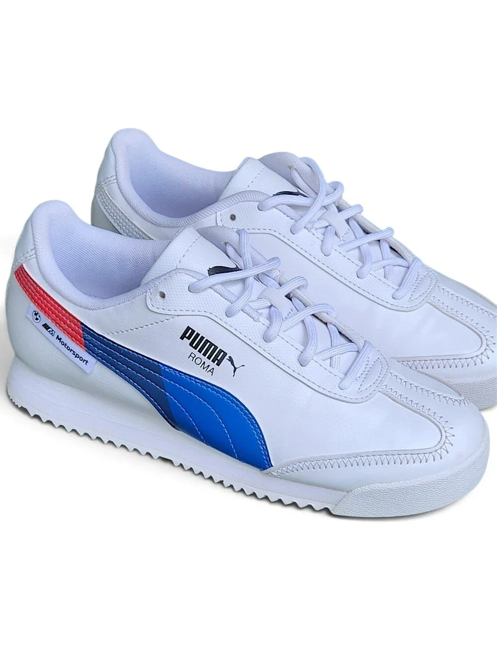 Puma BMW Motorsport Roma Classic Casual White/Blue/Red Big Boys Size 5 Youth